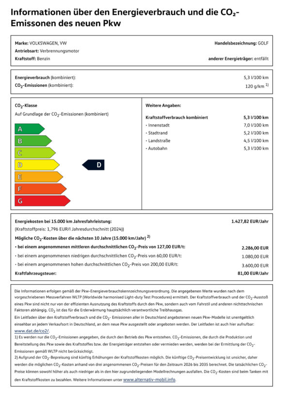 Efficiency-Label-GOLF-Golf-Life-15-l-TSI-OPF-85-kW