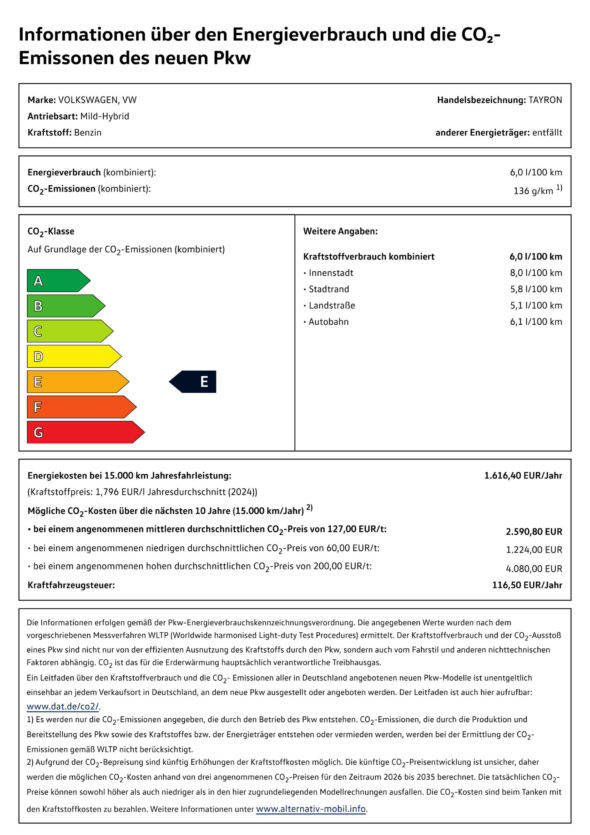 Efficiency-Label-TAYRON-Tayron-Life-15-l-eTSI-OPF-110-kW-150-PS-7-Gang